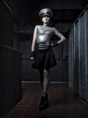 Flared Military Skirt Inner Sanctum Latex Fashion